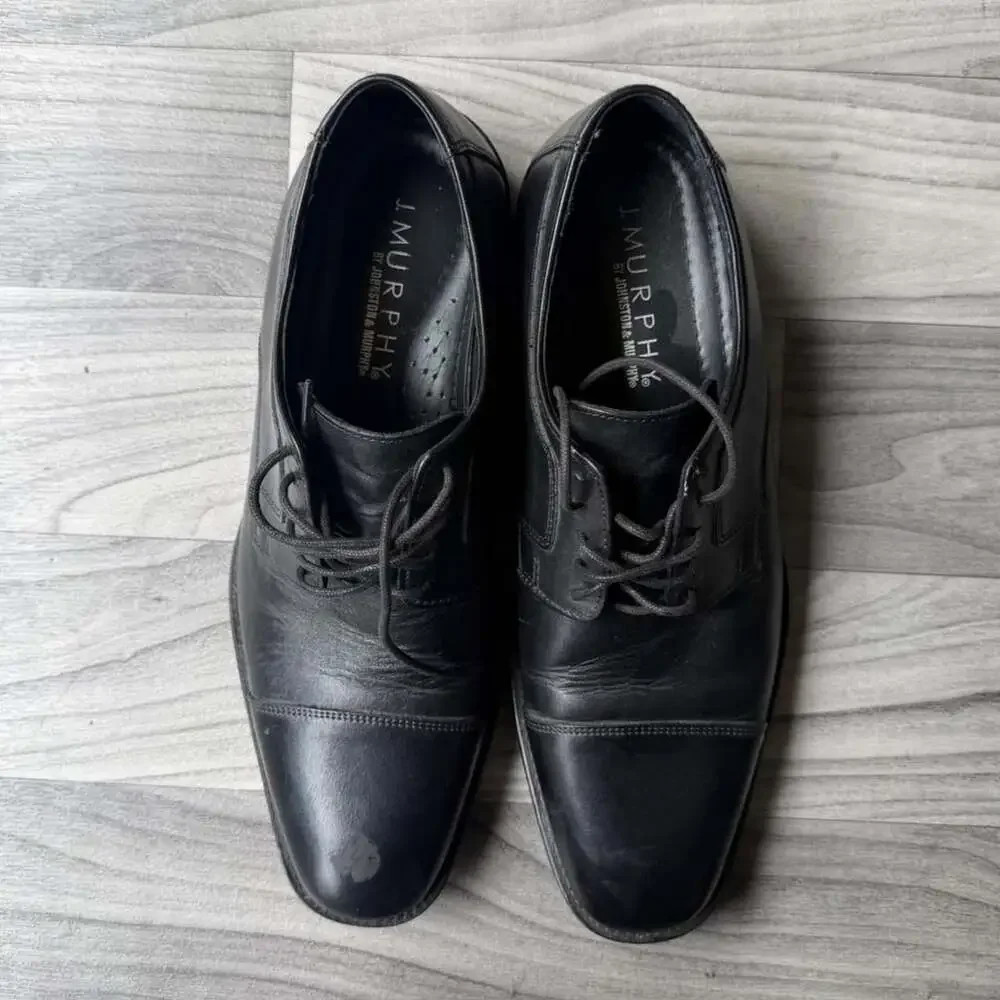 J. Murphy by Johnston & Murphy Cap Toe Oxfords Size 10 1/2 Black Leather